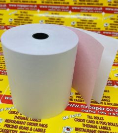 2 Ply 76mm Non Thermal Kitchen Printer Paper Till Roll White / Pink