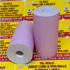 57mm x 30mm Thermal PDQ Receipt Paper Card Machine Till Rolls Pink