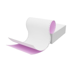 Listing Paper Fanfold Tractor Feed Paper  11" x 9.5" - 280mm x 241mm  2 Part (2 Ply)  White Pink Box of 1000 Sheets