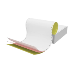 Listing Paper Fanfold Tractor Feed Paper  11" x 9.5" - 280mm x 241mm  3 Part (3 Ply)  White Pink Box of 700 Sheets