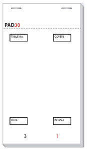 PAD 30 NEW Restaurant Waitress Order Pads 2 Ply White 95mm x 170mm