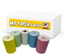 57mm x 40mm Thermal Receipt Paper Till Rolls Yellow White Pink Green Blue Mixed